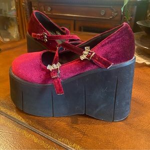 Demonia Velvet Mary Jane Platforms
